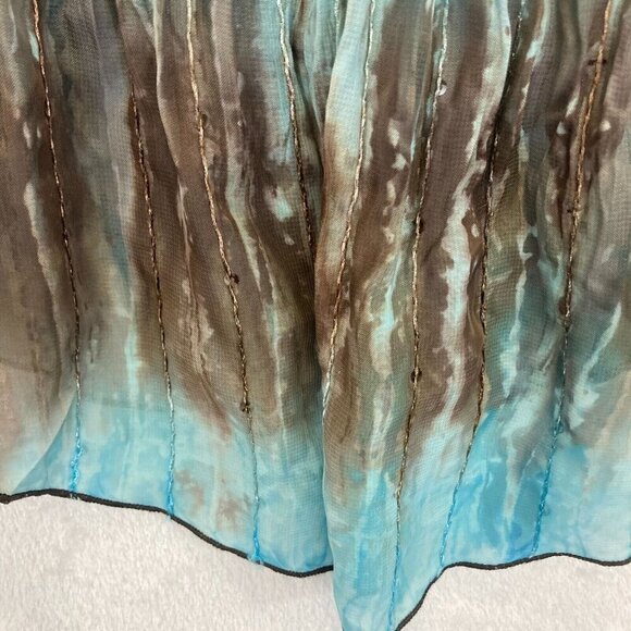 SERE NADE NEW YORK Accordion Top Sz 2X Sheer Blouse Blue Fairy Disco Boho Gypsy - Picture 6 of 12